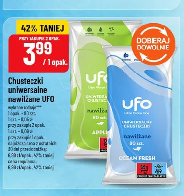 Chusteczki uniwersalne nawilżane UFO Apple promocja w POLOmarket