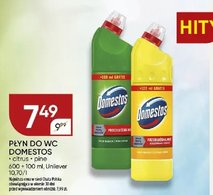 Płyn do WC Domestos Citrus promocja w Chata Polska