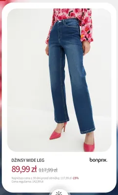 Dżinsy wide leg Bonprix promocja w bonprix