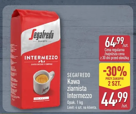 Kawa ziarnista Segafredo Intermezzo promocja w Aldi