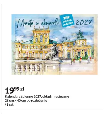 Kalendarz ścienny 2027 Miasta w akwareli Lucrum promocja w Empik