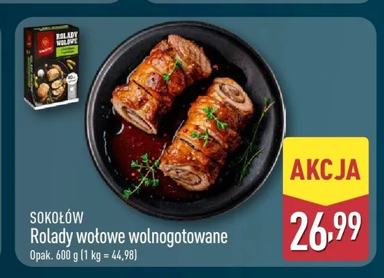 Rolady wołowe wolnogotowane Sokołów promocja w Aldi