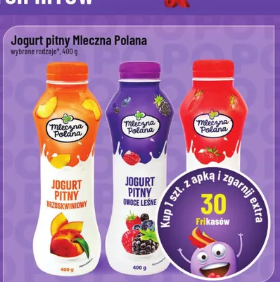 Jogurt pitny truskawkowy 400g promocja w POLOmarket