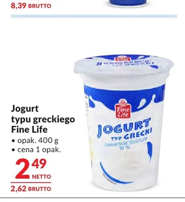 Jogurt typu greckiego Fine Life promocja w Makro