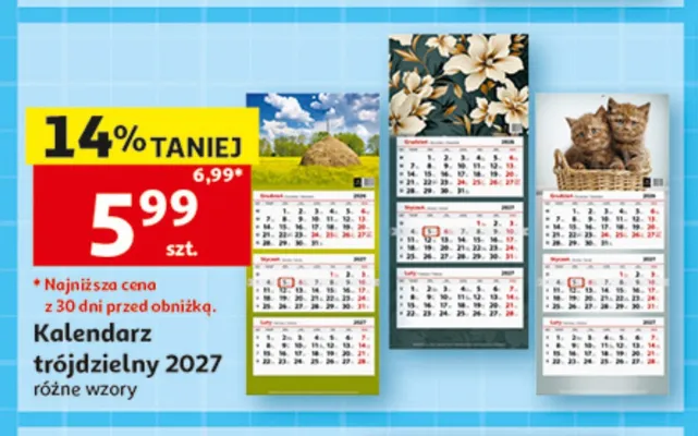 Kalendarz trójdzielny 2027 promocja w Auchan