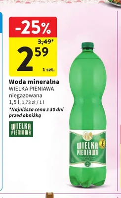Woda mineralna niegazowana Wielka Pieniawa promocja w Intermarche
