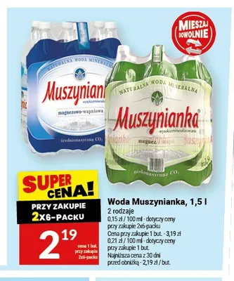 Woda Muszynianka 1,5l promocja w Twój Market