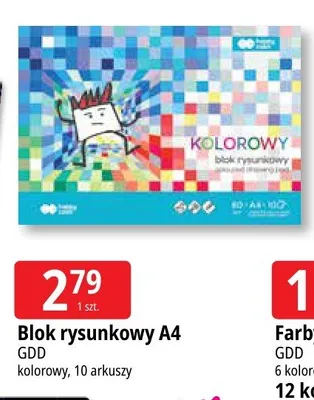 Blok rysunkowy A4 kolorowy Happy Color 10 arkuszy promocja w Leclerc
