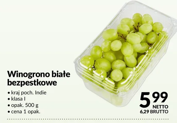Winogrono białe bezpestkowe promocja w Makro