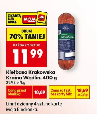Kiełbasa Krakowska Kraina Wędlin promocja w Biedronka