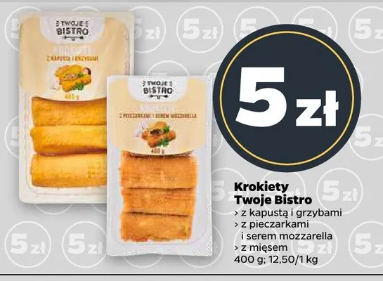 Krokiety z kapustą i grzybami, z mięsem, z serem mozzarella promocja w Netto