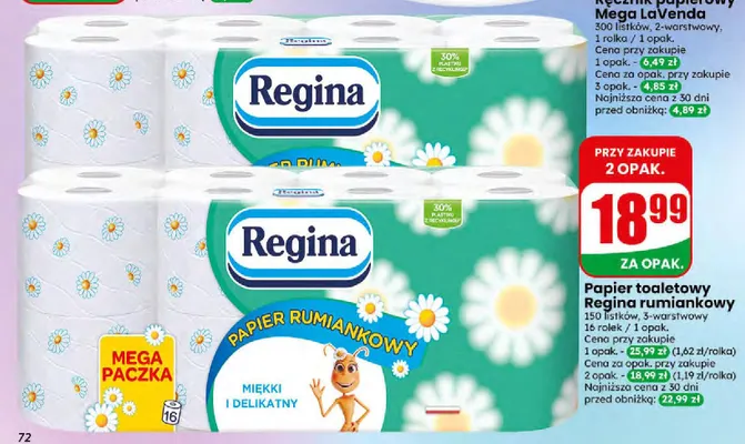 Papier toaletowy Regina rumiankowy 16-pak promocja w Dino