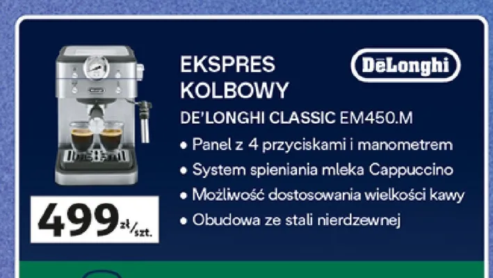 Ekspres kolbowy DeLonghi Classic EM450.M promocja w Auchan