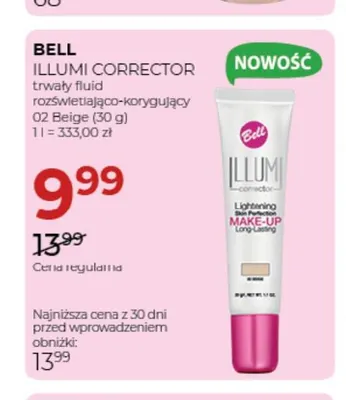 Trwały fluid rozświetlająco-korygujący Illumi Corrector 02 Beige Bell promocja w Drogerie Jawa