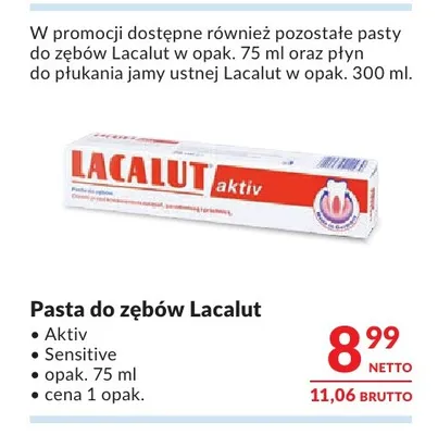 Pasta do zębów Lacalut Aktiv promocja w Makro