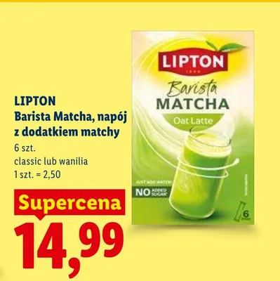 Napój z dodatkiem matchy Lipton Barista Matcha wanilia promocja w Lidl