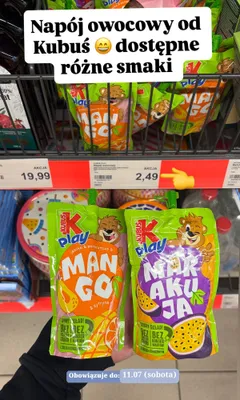 Napój owocowy Kubuś Play promocja w Aldi