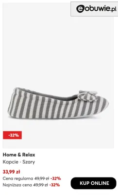 Kapcie szary Home & Relax promocja w eobuwie.pl
