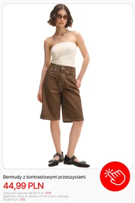 Bermudy z kontrastowymi przeszyciami Cropp promocja w Cropp