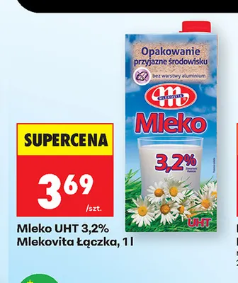 Mleko UHT Mlekovita Łączka 3,2% promocja w Biedronka