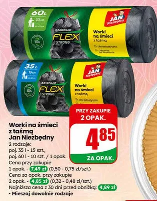 Worki na śmieci z taśmą Jan Niezbędny promocja w Dino