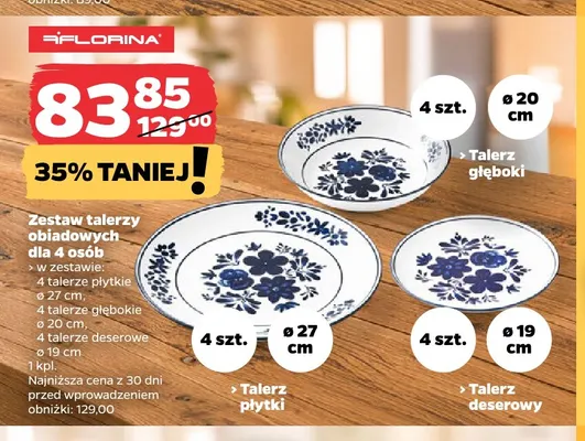 Zestaw talerzy obiadowych dla 4 osób Florina promocja w Netto