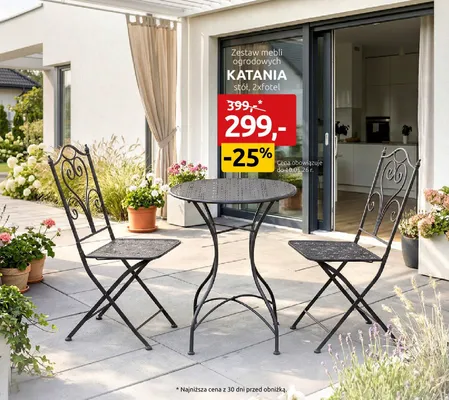 Zestaw mebli ogrodowych Katania stół 2xfotel promocja w Black Red White