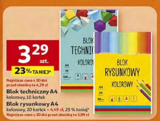 Blok techniczny A4 kolorowy, 10 kartek promocja w Auchan