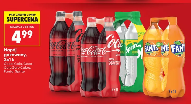 Napój gazowany Coca-Cola Zero Cukru 2-pak 1 l promocja w Biedronka