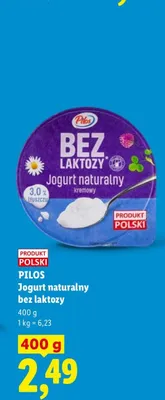 Jogurt naturalny bez laktozy Pilos promocja w Lidl
