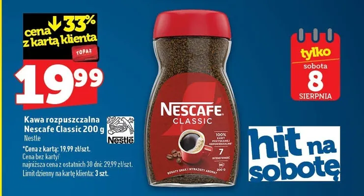 Kawa rozpuszczalna Nescafe Classic promocja w TOPAZ