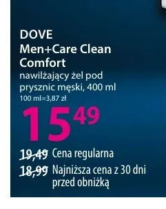 Nawilżający żel pod prysznic męski DOVE Men+Care Clean Comfort promocja w Hebe