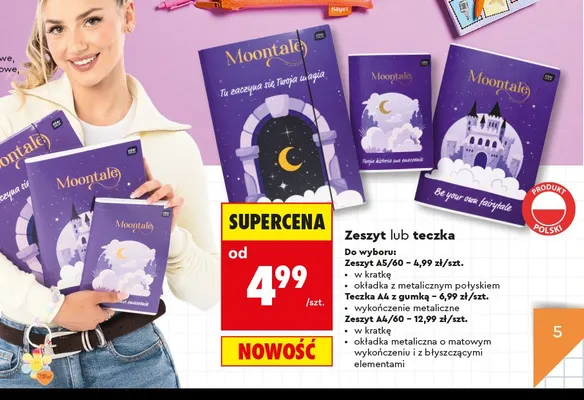 Zeszyt A5 60 kartek Moontale Kayet promocja w Biedronka