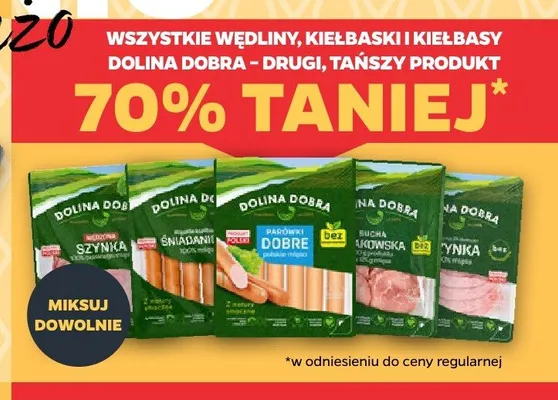 Wędliny kiełbaski i kiełbasy Dolina Dobra promocja w Netto