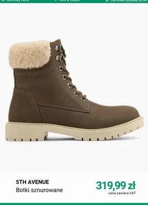 Botki sznurowane 5th Avenue promocja w Deichmann
