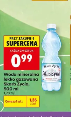 Woda mineralna lekko gazowana Skarb Życia Muszyna promocja w Biedronka
