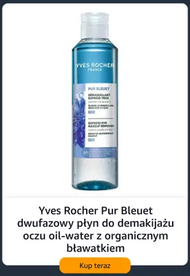 Dwufazowy płyn do demakijażu oczu Yves Rocher Pur Bleuet oil-water z organicznym bławatkiem promocja w Amazon