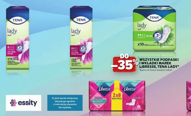 Podpaski i wkładki Tena Lady promocja w Stokrotka