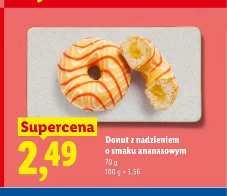 Donut z nadzieniem o smaku ananasowym promocja w Lidl