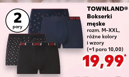 Bokserki męskie rozm. M-XXL, różne kolory i wzory (=1 para 10,00) promocja w Kaufland