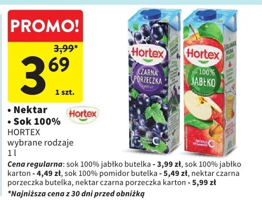 Nektar / Sok 100% wybrane rodzaje promocja w Intermarche