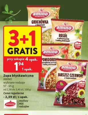 Zupa błyskawiczna Rosół z włoszczyzną Amino promocja w Intermarche