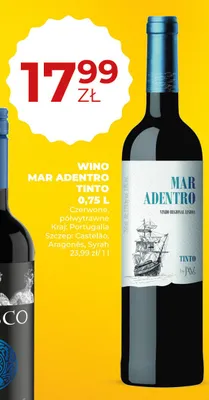 Wino czerwone półwytrawne Mar Adentro Tinto promocja w Duży Ben