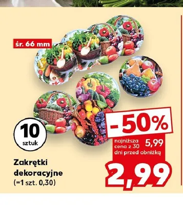 Zakrętki dekoracyjne śr. 66 mm 10-pak promocja w Kaufland