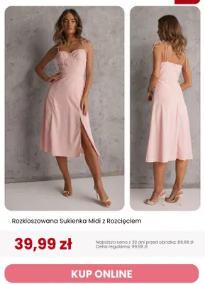 Sukienka midi rozkloszowana z rozcięciem Renee promocja w Renee