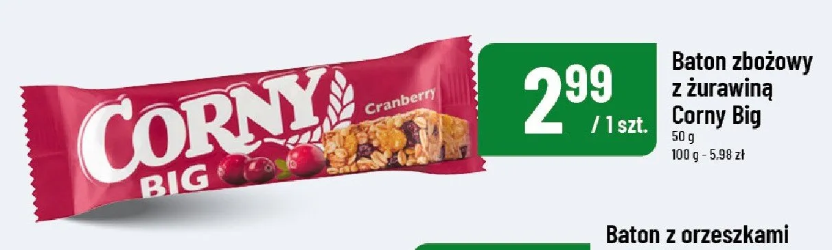 Baton zbożowy z żurawiną Corny Big promocja w POLOmarket