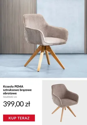 Krzesło PEMA sztruksowe brązowe obrotowe 56x60x82cm promocja w Homla
