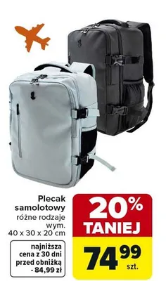 Plecak samolotowy różne rodzaje promocja w Carrefour