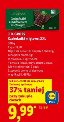 Czekoladki miętowe J.D. Gross XXL promocja w Lidl