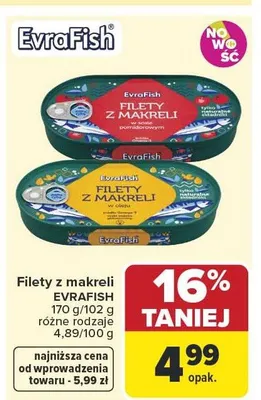 Filety z makreli, tuńczyka różne rodzaje promocja w Carrefour Market